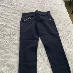ZARA Navy Blue Leggings with Zippers